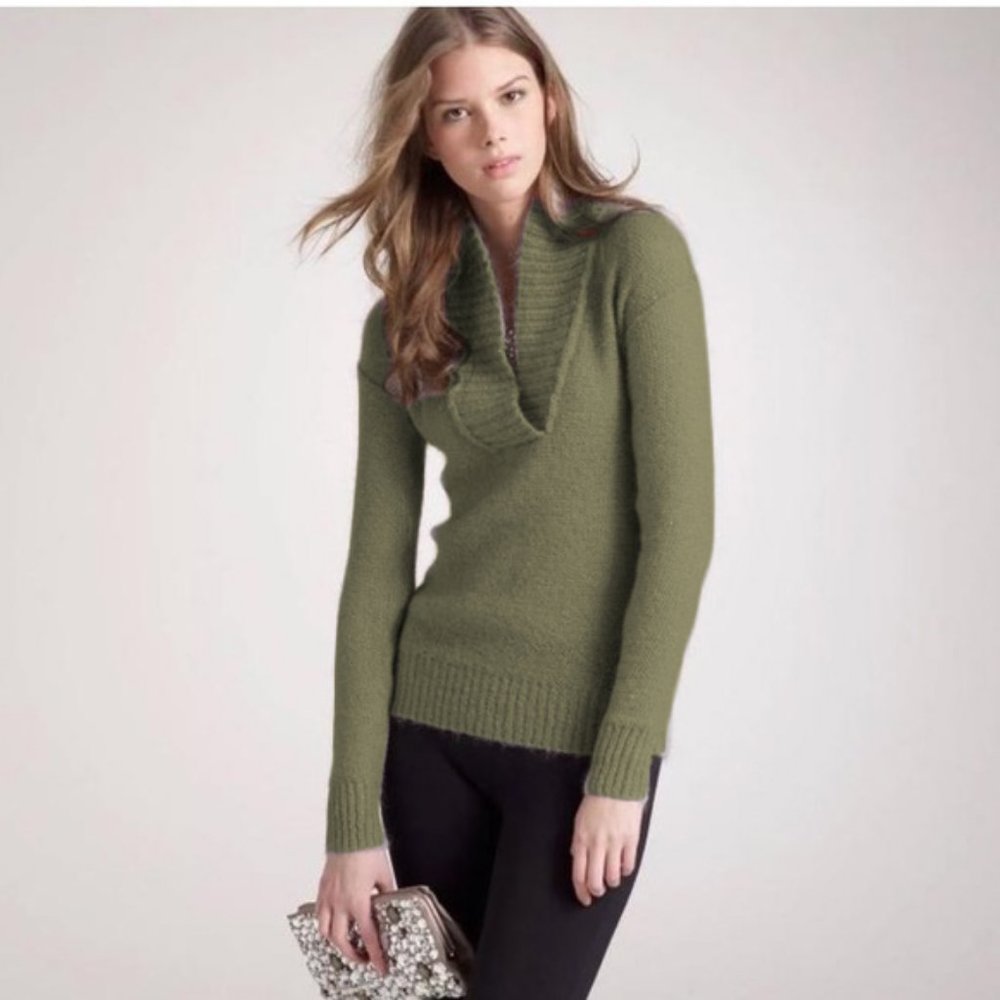 J. Crew Shawl Collar Mohair Sweater in Olive Green, XS